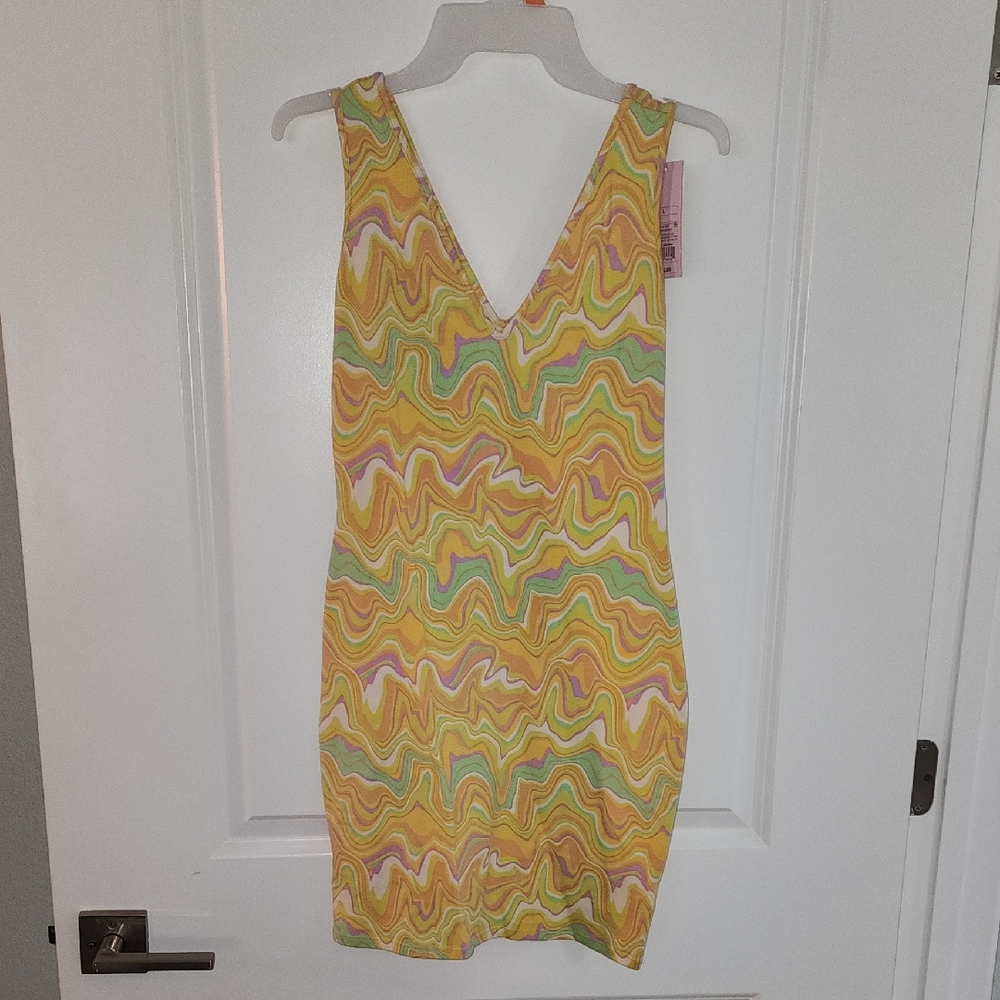 Wild Fable V-Neck Swirl Mini Dress - Yellow, Green, Pink